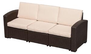 Divano da Esterno a 3 Posti in Rattan Sintetico con Cuscini Marrone 199x71x75 cm