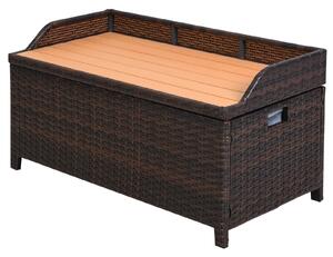 Baule Cassapanca da Esterno in Rattan Sintetico 102x51x51 cm Marrone