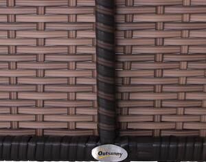 Set Salotto da Giardino in Rattan Sintetico Divano con Tetto e Tavolino Marrone e Bianco