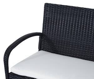 Set Salotto da Giardino in Rattan Sintetico Divano 2 Poltrone e Tavolino Nero