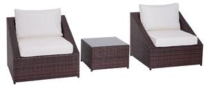 Set Salotto da Giardino in Rattan Sintetico 2 Poltrone e Tavolino Marrone
