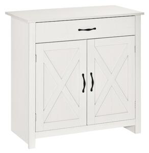HOMCOM Credenza salone, mobile contenitore con cassetto, 2 porte stile fienile e ripiano regolabile, 80 x 39,7 x 80 cm, bianco | Aosom Italy