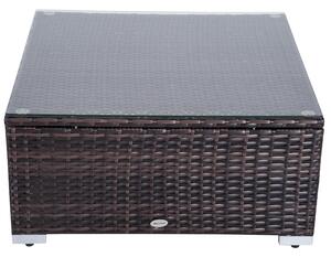 Set Salotto da Giardino in Rattan Sintetico 4 Poltrone Pouf e Tavolino Marrone