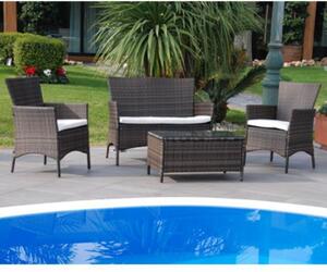 Set Salotto da Giardino in Wiker Marrone Diavano con 2 Poltrone e Tavolino