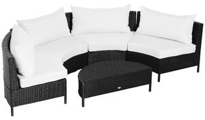 Set Salotto da Giardino Divano in Rattan Sintetico e Tavolino Nero