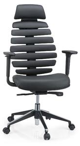 Hjh OFFICE Sedia da ufficio professionale ERGO LINE II PRO Sedia da scrivania ergonomica con braccioli (regolabili in altezza) in pelle nera Sedia girevole per ufficio e casa