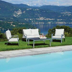 Set Salotto da Giardino in Alluminio Divano 2 Poltrone e Tavolino Vorghini Moltrasio