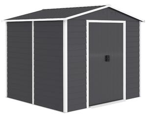 Outsunny Casetta da Giardino con Porte doppie bloccabili, Capanno per attrezzi in metallo, 2,40 x 2,06 x 1,98 m, Grigio scuro | Aosom Italy