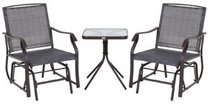 Set Salotto da Giardino in Acciaio 2 Sedie e Tavolino Marrone e Grigio