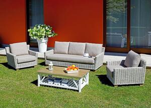 Set Salotto da Giardino in Grey Kubu Sbiancato Divano 2 Poltrone e Tavolino Vorghini Jaipur
