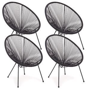 Poltrona da Giardino 72x78x89 cm in Acciaio e Corda Parker Nero