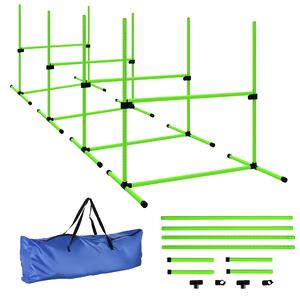 PawHut Set Agility per cani 4 pezzi regolabile in altezza - attrezzatura Agility con 4 sbarre, borsa da trasporto, 99 x 65 x 94 cm, Verde | Aosom Italy