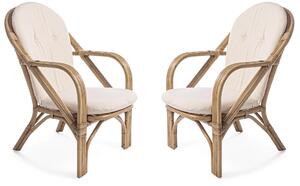 Poltrona da Giardino 64x77x89 cm in Rattan con Cuscino Golf Beige
