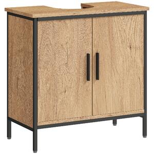 HOMCOM Mobile sottolavabo, mobile bagno con 2 ante e ripiano regolabile, stile moderno, 60 x 30 x 60 cm, rovere | Aosom Italy