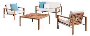 Set Salotto da Giardino in Acciaio e Sumpar Wood Divano 2 Poltrone e Tavolino Kraus Donatello