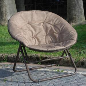 Poltrona Poltroncina Pieghevole con Struttura in Ferro e Cuscini in Poliestere 82X73X80Cm
