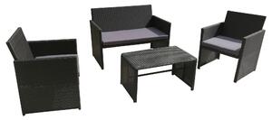 Set da Giardino Divano Poltrone e Tavolino in Polyrattan Becker Ceriale Nero