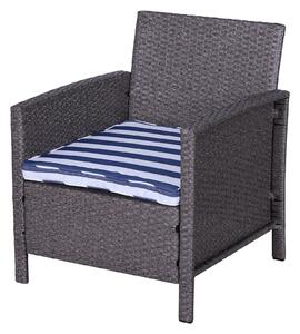 Set Salotto da Giardino in Rattan Divano 2 Poltrone 1 Tavolino Contenitore Grigio