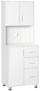 HOMCOM Buffet alto cucina, armadio da cucina con 3 porte, 3 cassetti e piano di lavoro, 60 x 40 x 160 cm, bianco | Aosom Italy