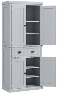HOMCOM Armadio da cucina buffet cucina multi-scomparti ripiani regolabili 4 ante grande cassetto 76,2 x 40,2 x 183 cm grigio | Aosom Italy
