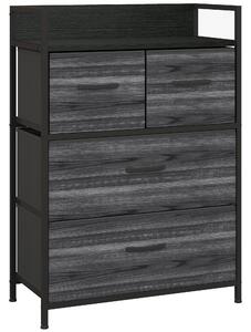 HOMCOM Cassettiera, sideboard, 4 cassetti in tessuto, design industriale, 60x29x85cm, Nero | Aosom Italy