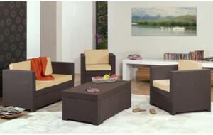 Salotto Completo Riviera in Resina Effetto Polirattan per Arredo Esterno Casa Giardino