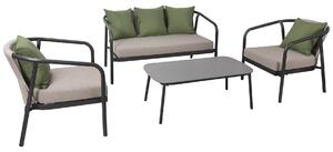Set Salotto da Giardino in Alluminio Divano 2 Poltrone e Tavolino Vorghini Lubecca