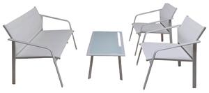 Set Salotto da Giardino in Ferro Divano 2 Poltrone e Tavolino Vorghini Gand Bianco