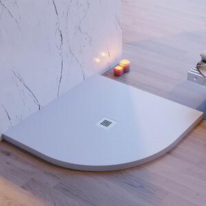 Piatto doccia semicircolare grigio chiaro effetto pietra cemento - Olimpo Docce