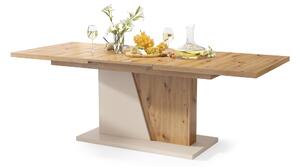 NOBLE NOIR Rovere Artisan / Beige (Champagne) - TAVOLO DA PRANZO ALLUNGABILE FINO A 218 cm!