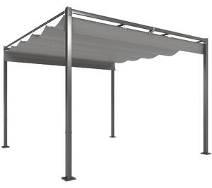 Outsunny Pergola da giardino 3 x 3 m con tetto retrattile, gazebo, copertura per ombra, UPF30+, Grigio | Aosom Italy