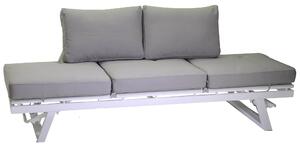 Divano 3 Posti 199,5x77x65,5 cm in Alluminio con Cuscini Grigi
