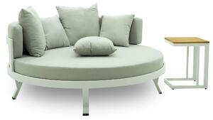 Divano Letto da Esterno Ø160 cm con Tavolino in Alluminio Afrodite Bianco e Grigio