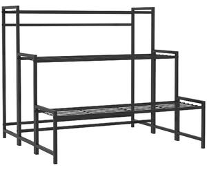 Outsunny Scaffale a Tre Livelli per Piante, Supporto per vasi con Struttura Metallica Resistente per Interno ed Esterno, nero | Aosom Italy
