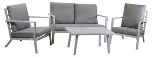 Set Salotto da Giardino Divano 2 Poltrone e Tavolino in Alluminio Boston Bianco
