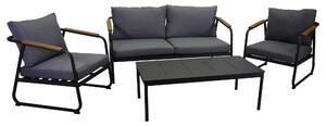 Set Salotto da Giardino Divano 2 Poltrone e Tavolino in Alluminio Lancaster Grigio