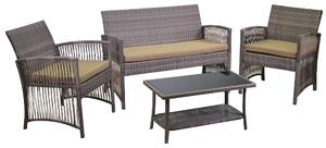 Set Salotto da Giardino Divano 2 Poltrone e Tavolino in Polyrattan Durango Marrone