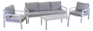 Set Salotto da Giardino Divano 2 Poltrone e Tavolino in Alluminio New Irvine Bianco