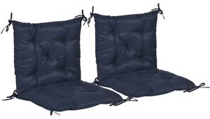 Outsunny Set da 2 cuscini, 98 x 50 cm cuscini per sedia con laccetti, rivestimento in tessuto, 8 cm spessi, blu scuro | Aosom Italy
