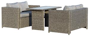 Set Salotto da Giardino 2 Divani 1 Tavolo in Rattan Grigio-Nero