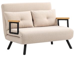 HOMCOM Divano letto 2 posti Divano in velluto, funzione letto, con 2 cuscini, effetto velluto, Naturale, Beige e Nero | Aosom Italy