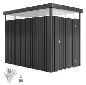 Outsunny Capanno da Giardino con Lucernario in Acrilico e Fori di Drenaggio, in Acciaio, 162x259x201 cm, Grigio Scuro