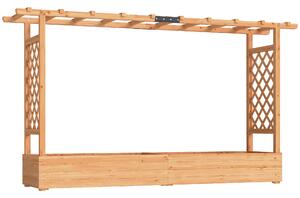 Outsunny Fioriera rialzata con traliccio laterale e superiore, vaso da fiori fori di drenaggio, 200x44x113,5cm, legno naturale | Aosom Italy