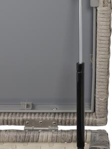 Set da Giardino 2 Divani Angolari Contenitore e Tavolino in Rattan Grigio