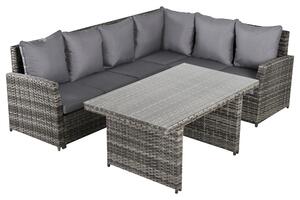 Set da Giardino Divano Angolare e Tavolo in Rattan Grigio