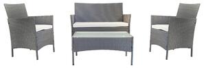 Set Salotto da Giardino Divano 2 Poltrone e Tavolino in Rattan Grigio
