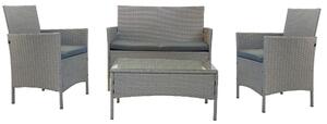 Set Salotto da Giardino Divano 2 Poltrone e Tavolino in Rattan Grigio