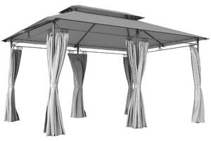 Outsunny Gazebo da Giardino 3x4 m con Tende Rimovibili, Doppio Tetto e Struttura in Metallo, Grigio | Aosom Italy