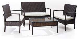 Set Salottino da Giardino in Polyrattan Marrone con Divano Poltrone Tavolino Bertozzi