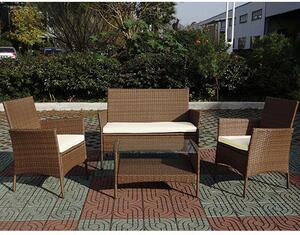 Salotto Set Divano con Poltrone e Tavolino in Polirattan per Arredo Giardino